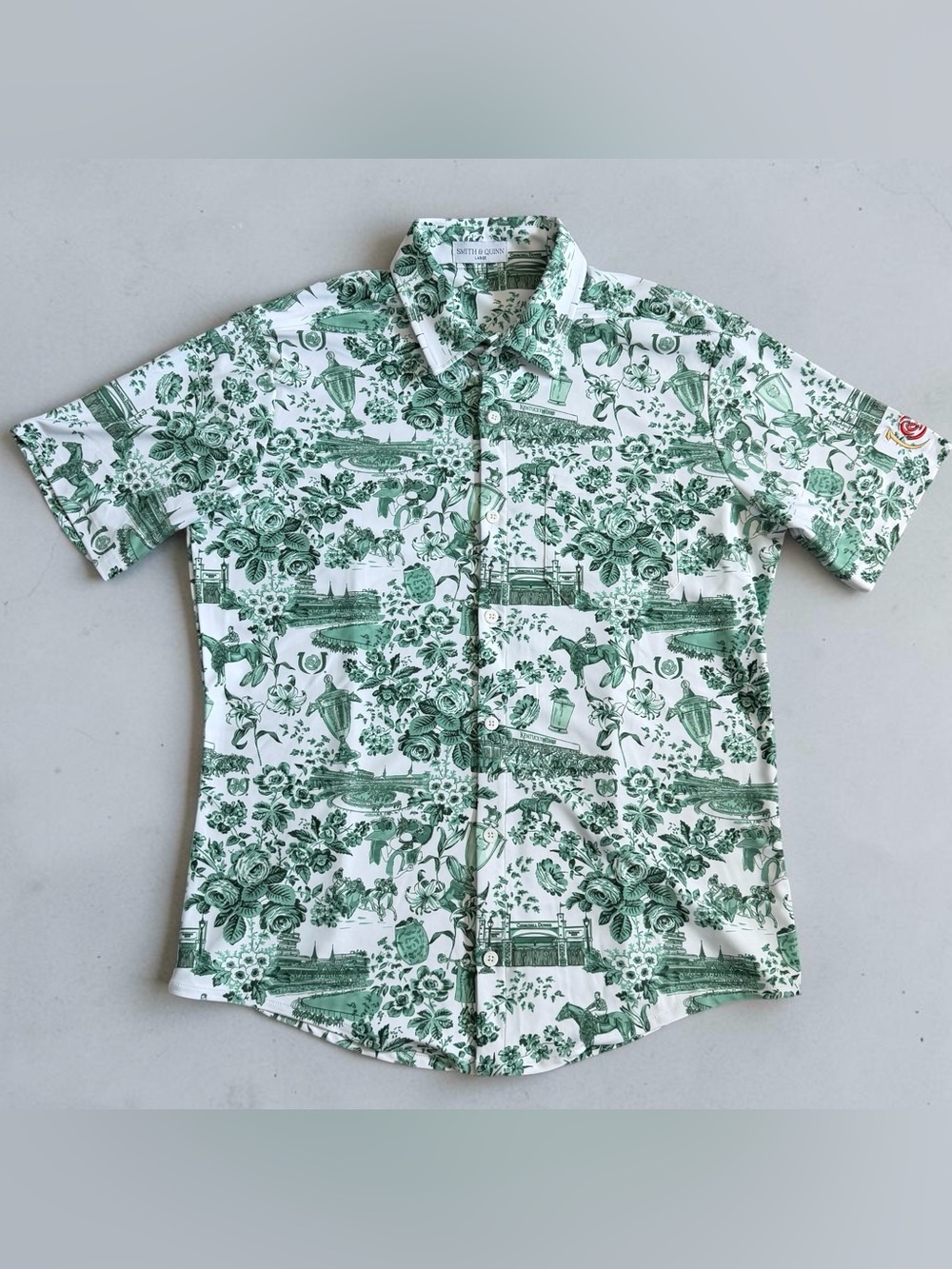 Smith & Quinn Men’s Kentucky Derby Boatyard Button Down Shirt Sz L Green White